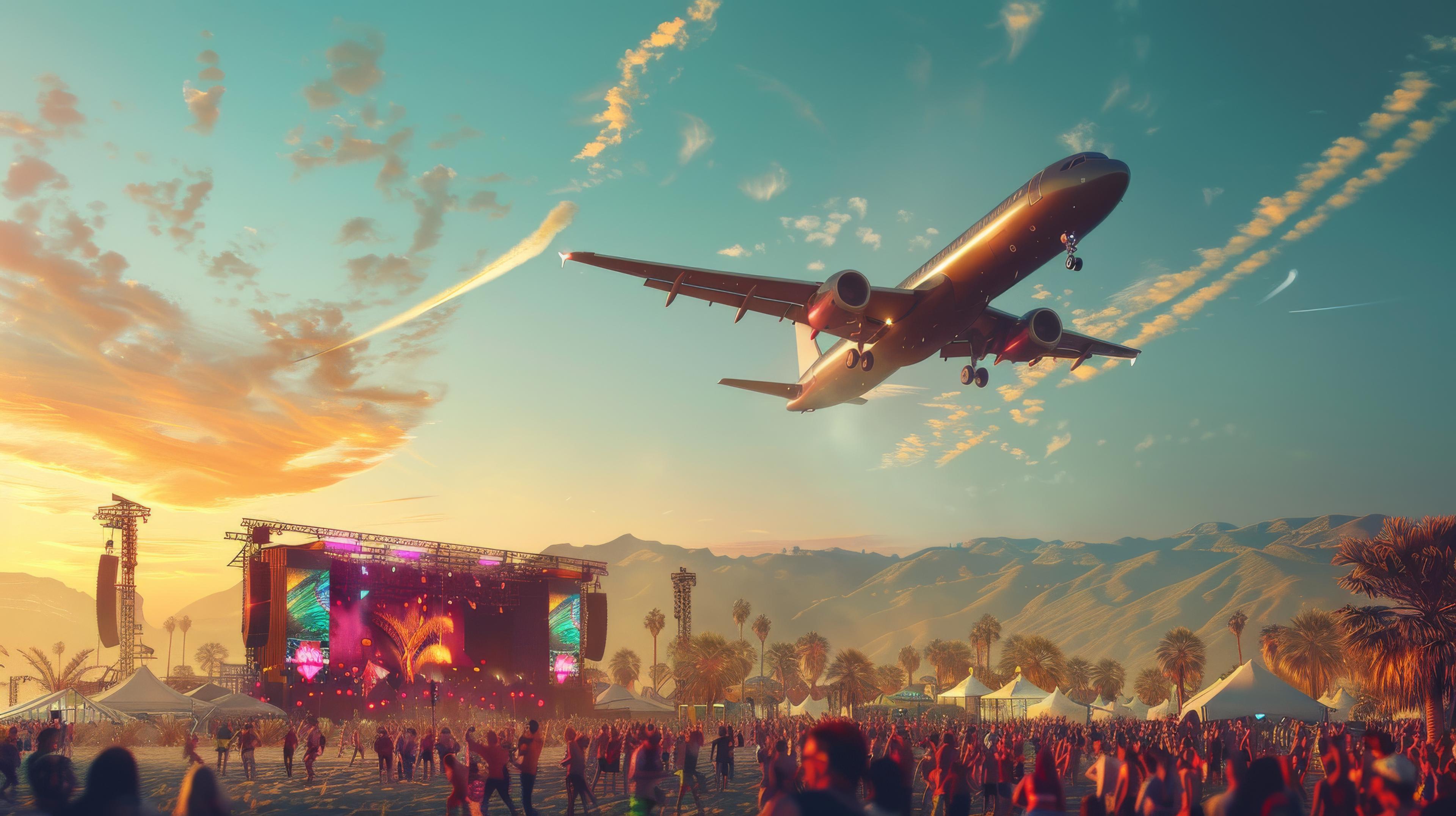 Festival with plane overhead